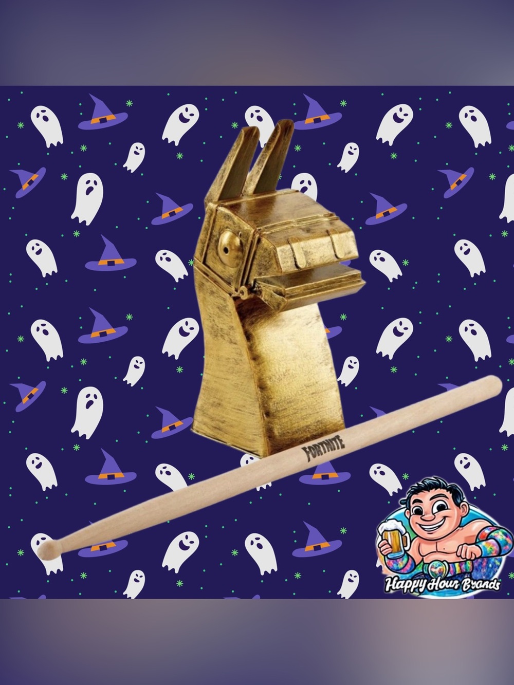 Designs Fortnite Llama Bell Accessory, 7.5” H x 3.5” W x 2.5” D, Iron with Stick